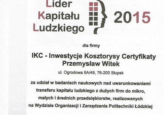 IKC - Certyfikat Politechnika Łódzka