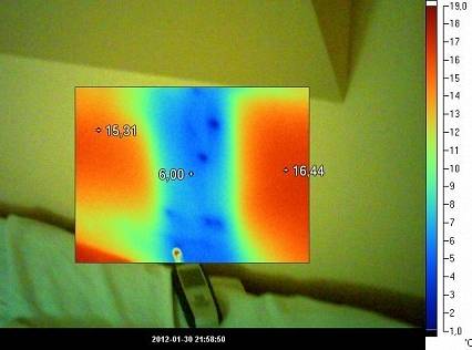 Termowizja Technika obrazu w obrazie lokalizacja znacznej straty ciepła w fragmencie ściany kolankow